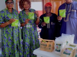 Hon. Ibrahim Aduke Mariam DG, Hon Omoniyi Ogodo-Bach (Sponsor), Mr. Sodipo Gboyega and Bola Oluwadamisi Presenting Odourless Fertilizer Product